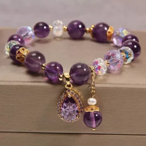 Nine Purple Li Fire Crystal Bracelet - Enhance physical energy, turn luck around, and receive the blessing of spiritual energy